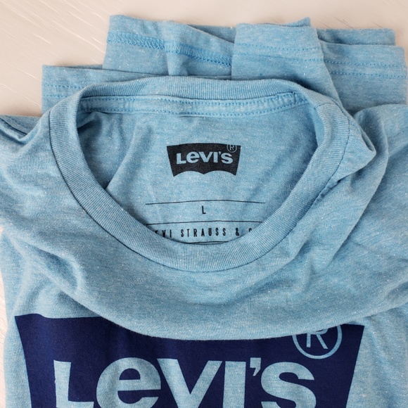 Levis Men's Short Sleeve Graphic Tee Blue w/ Logo - Picture 6 of 6